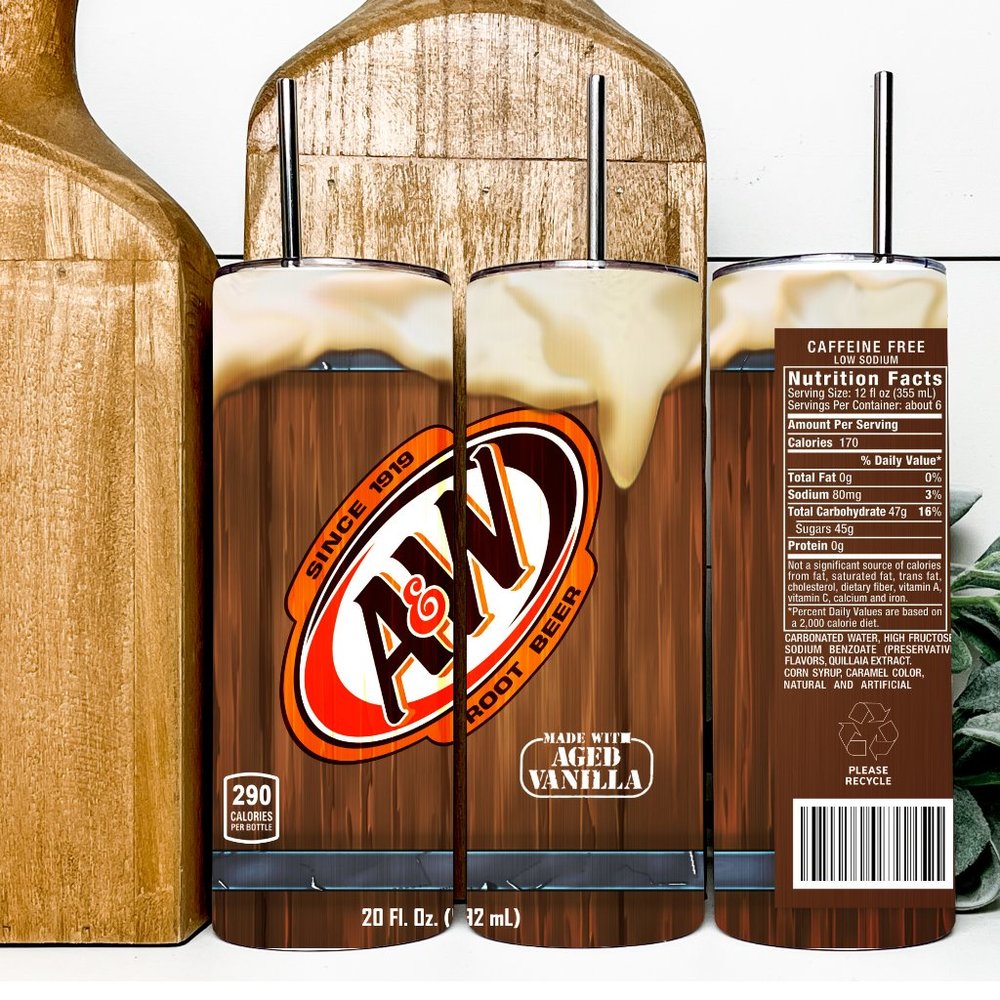 A&W Root Beer 20 Oz Skinny Sublimated Tumbler